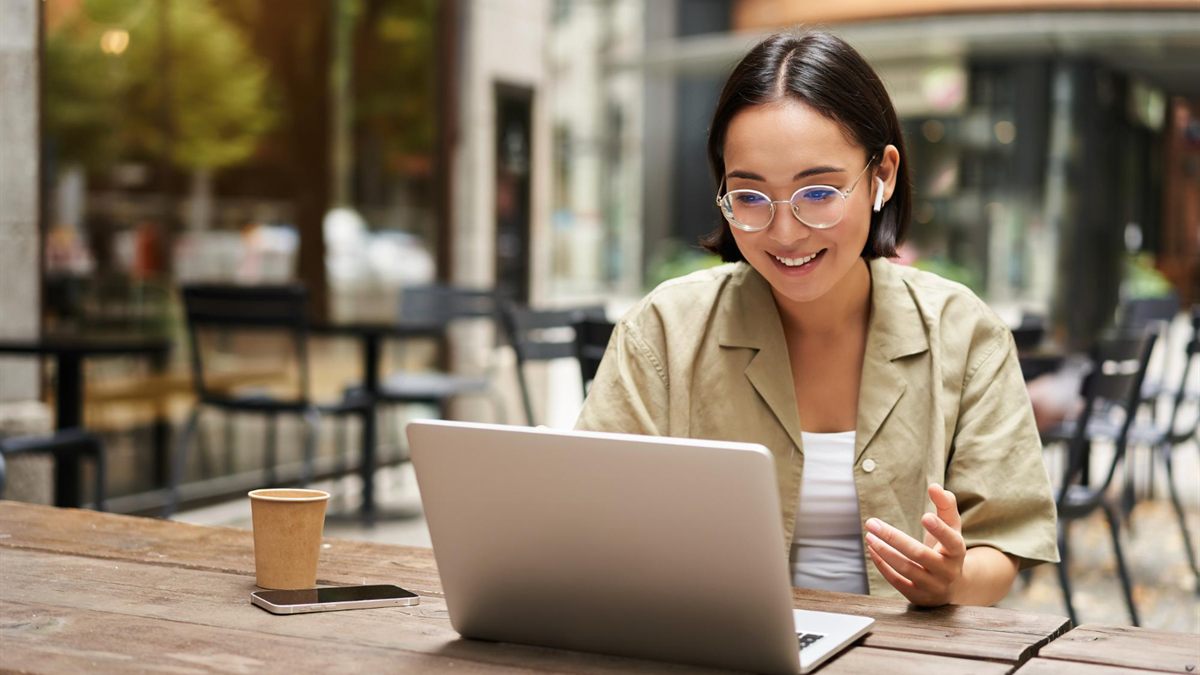 Person researching information on a laptop