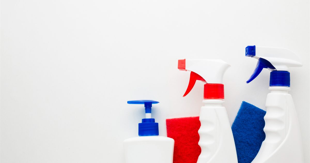 Assorted spray and pump bottles arranged together